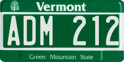 VT license plate ADM212