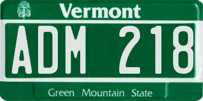 VT license plate ADM218