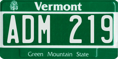 VT license plate ADM219