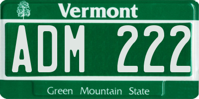 VT license plate ADM222