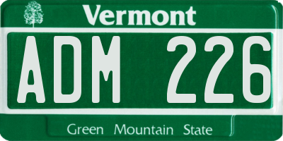 VT license plate ADM226
