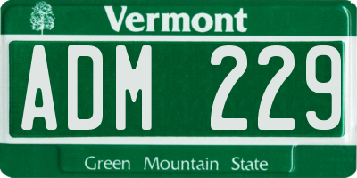 VT license plate ADM229