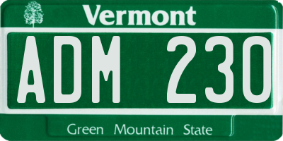 VT license plate ADM230