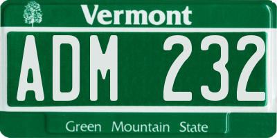 VT license plate ADM232