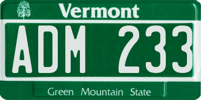 VT license plate ADM233