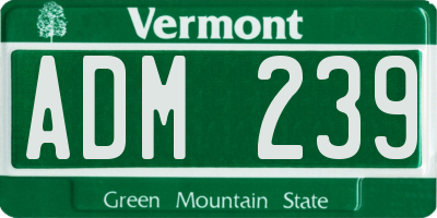 VT license plate ADM239
