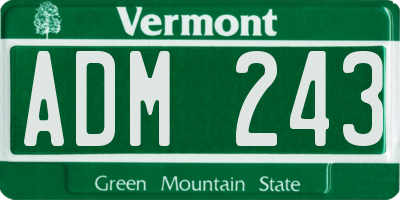 VT license plate ADM243