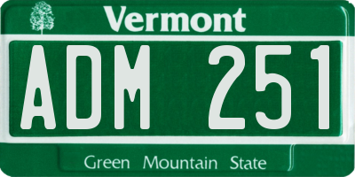 VT license plate ADM251
