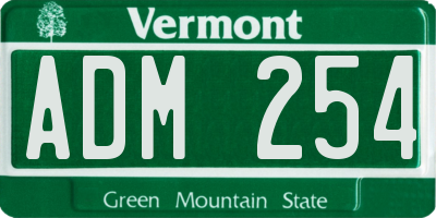VT license plate ADM254
