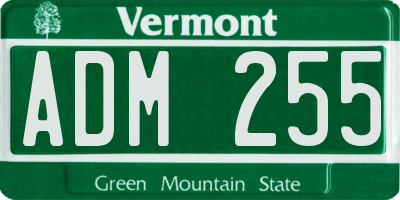 VT license plate ADM255
