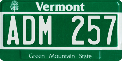 VT license plate ADM257