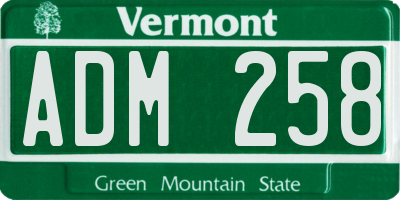 VT license plate ADM258