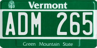 VT license plate ADM265