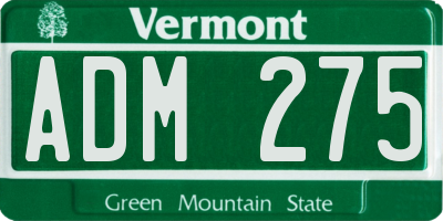 VT license plate ADM275
