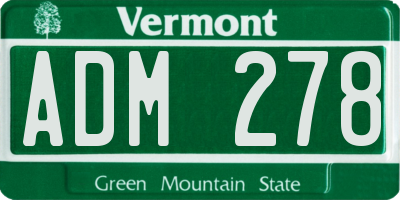 VT license plate ADM278