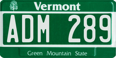 VT license plate ADM289
