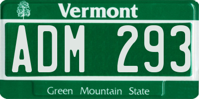 VT license plate ADM293
