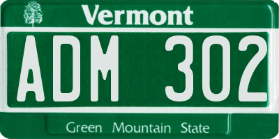 VT license plate ADM302
