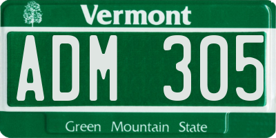 VT license plate ADM305