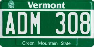 VT license plate ADM308