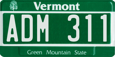 VT license plate ADM311