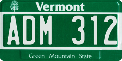 VT license plate ADM312