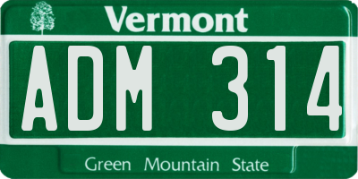 VT license plate ADM314