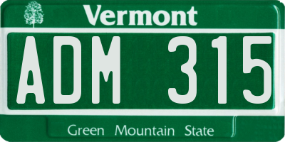VT license plate ADM315
