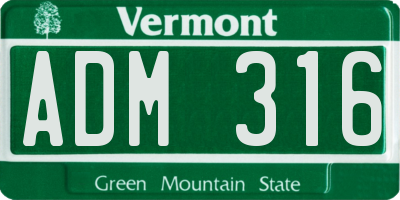 VT license plate ADM316
