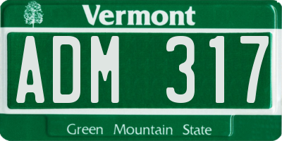 VT license plate ADM317