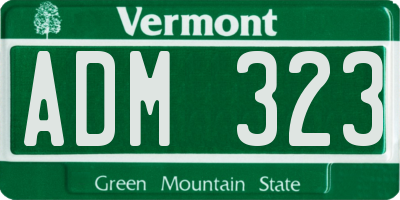 VT license plate ADM323