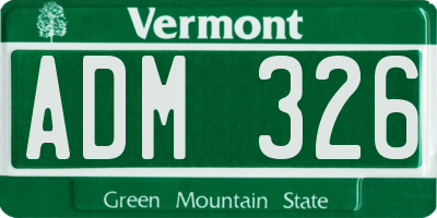 VT license plate ADM326