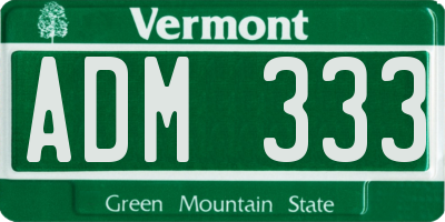 VT license plate ADM333