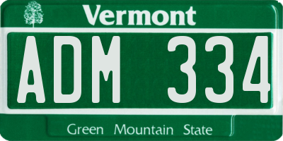 VT license plate ADM334