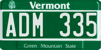 VT license plate ADM335