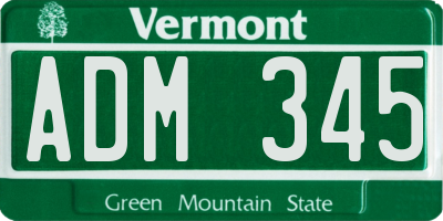 VT license plate ADM345