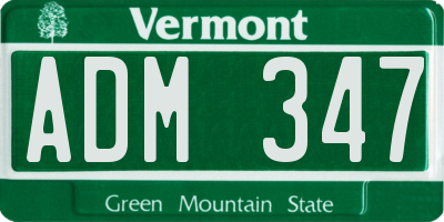 VT license plate ADM347