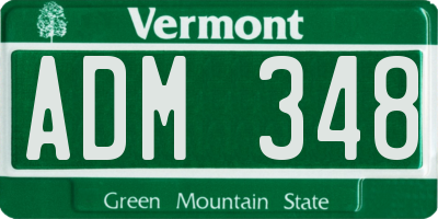 VT license plate ADM348