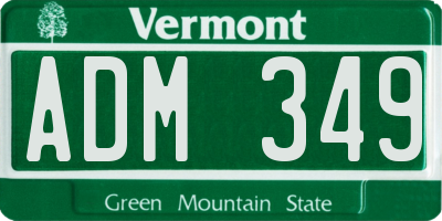 VT license plate ADM349