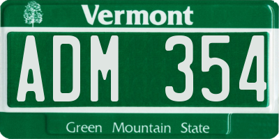 VT license plate ADM354