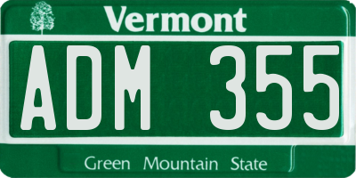 VT license plate ADM355