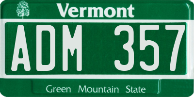 VT license plate ADM357