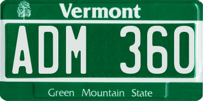VT license plate ADM360