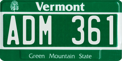 VT license plate ADM361