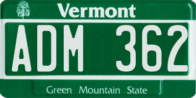 VT license plate ADM362
