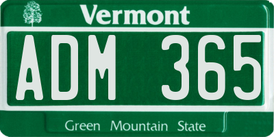 VT license plate ADM365