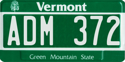 VT license plate ADM372