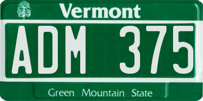 VT license plate ADM375