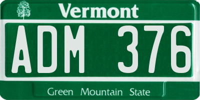 VT license plate ADM376