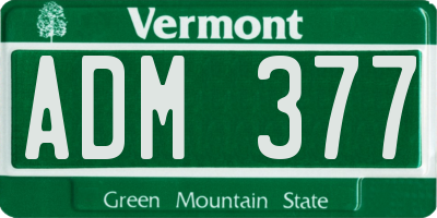VT license plate ADM377
